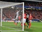 Romelu Lukaku has a shot during the Champions League group game between Benfica and Manchester United on October 18, 2017