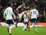 Andy Carroll in action during the EFL Cup game between Tottenham Hotspur and West Ham United on October 25, 2017