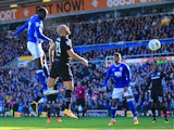 Cheick N'Doye has a header saved during the Championship game between Birmingham City and Aston Villa on October 29, 2017
