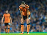 Conor Coady in action during the EFL Cup game between Manchester City and Wolverhampton Wanderers on October 24, 2017