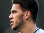Ederson shows off an emoji tattoo during the Premier League game between West Bromwich Albion and Manchester City on October 28, 2017