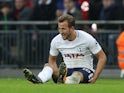 Harry Kane goes down injured during the Premier League game between Tottenham Hotspur and Liverpool on October 22, 2017