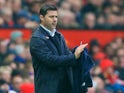 Mauricio Pochettino gives instructions during the Premier League game between Manchester United and Tottenham Hotspur on October 28, 2017