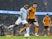 Raheem Sterling and Ruben Vinagre in action during the EFL Cup game between Manchester City and Wolverhampton Wanderers on October 24, 2017