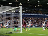 Raheem Sterling scores City's third during the Premier League game between West Bromwich Albion and Manchester City on October 28, 2017