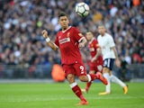 Roberto Firmino in action during the Premier League game between Tottenham Hotspur and Liverpool on October 22, 2017