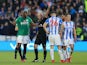 Christopher Schindler is shown a red card during Huddersfield Town's Premier League clash with West Bromwich Albion on November 4, 2017