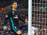 A frustrated Cristiano Ronaldo kicks the post during the Champions League group game between Tottenham Hotspur and Real Madrid on November 1, 2017