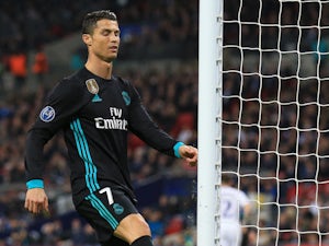 A frustrated Cristiano Ronaldo kicks the post during the Champions League group game between Tottenham Hotspur and Real Madrid on November 1, 2017