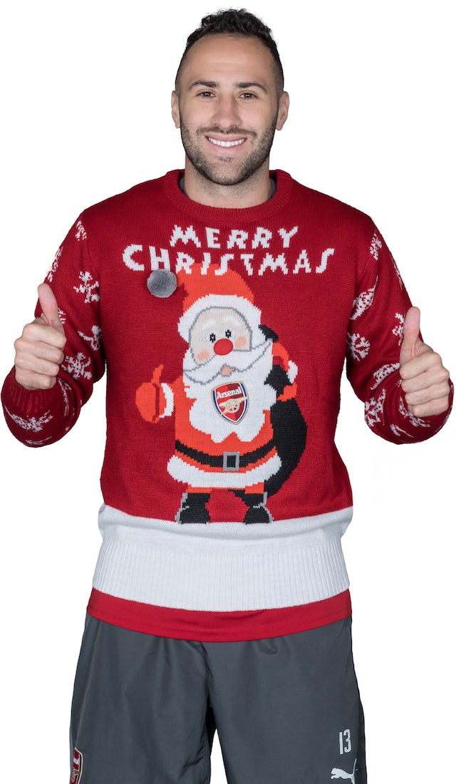 David Ospina poses for the Save The Children's Christmas Jumper Day