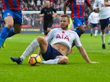 Eric Dier makes a low clearance during the Premier League game between Tottenham Hotspur and Crystal Palace on November 5, 2017