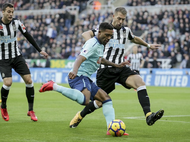 Bournemouth winger Jordon Ibe tries to get a cross away during the Premier League clash with Newcastle United at St James' Park on November 4, 2017