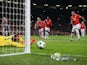 Mile Svilar saves a penalty from Anthony Martial during the Champions League group game between Manchester United and Benfica on October 31, 2017