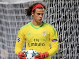 Mile Svilar in action during the Champions League group game between Manchester United and Benfica on October 31, 2017