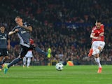 Nemanja Matic opens the scoring during the Champions League group game between Manchester United and Benfica on October 31, 2017
