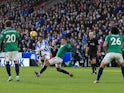 Rajiv van la Parra scores the opening goal during Huddersfield Town's Premier League clash with West Bromwich Albion on November 4, 2017