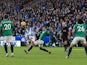 Rajiv van la Parra scores the opening goal during Huddersfield Town's Premier League clash with West Bromwich Albion on November 4, 2017