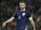 Eric Dier wears the captain's armband during the international friendly between England and Germany on November 10, 2017