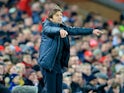 Antonio Conte gives instructions during the Premier League game between Liverpool and Chelsea on November 25, 2017
