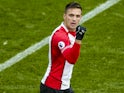 Dusan Tadic celebrates opening the scoring during the Premier League game between Southampton and Everton on November 26, 2017
