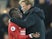 Jurgen Klopp deals with an unhappy Sadio Mane during the Premier League game between Liverpool and Chelsea on November 25, 2017