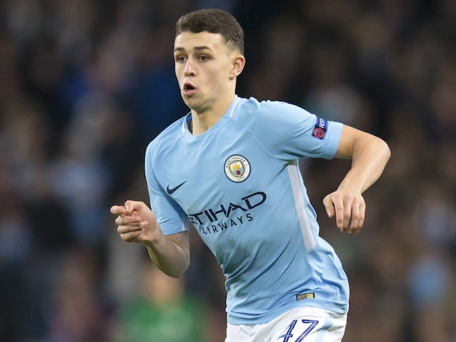 Phil Foden in action during the Champions League game between Manchester City and Feyenoord on November 21, 2017