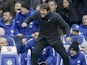 Antonio Conte celebrates during the Premier League game between Chelsea and Newcastle United on December 2, 2017