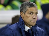 Brighton & Hove Albion manager Chris Hughton watches on during his side's Premier League clash with Crystal Palace at the Amex Stadium on November 28, 2017