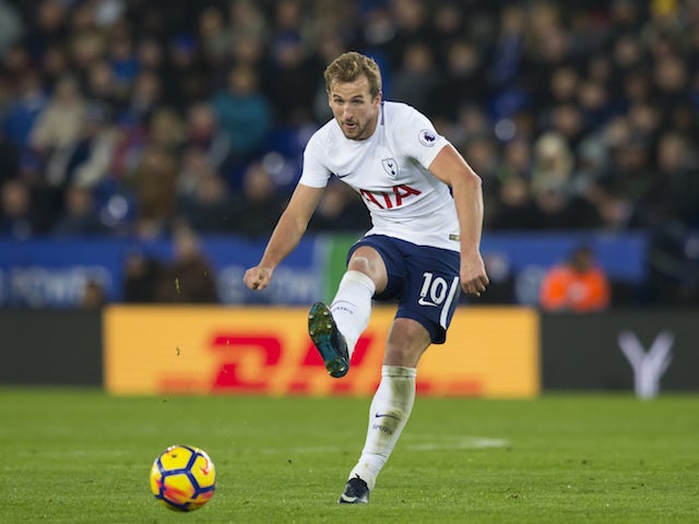 Tottenham Hotspur striker Harry Kane in action during his side's Premier League clash with Leicester City at the King Power Stadium on November 28, 2017