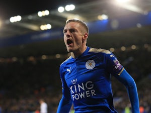 Leicester City striker Jamie Vardy celebrates scoring during his side's Premier League clash with Tottenham Hotspur at the King Power Stadium on November 28, 2017