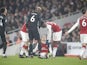 Paul Pogba is sent off for his mistreatment of Hector Bellerin during the Premier League game between Arsenal and Manchester United on December 2, 2017