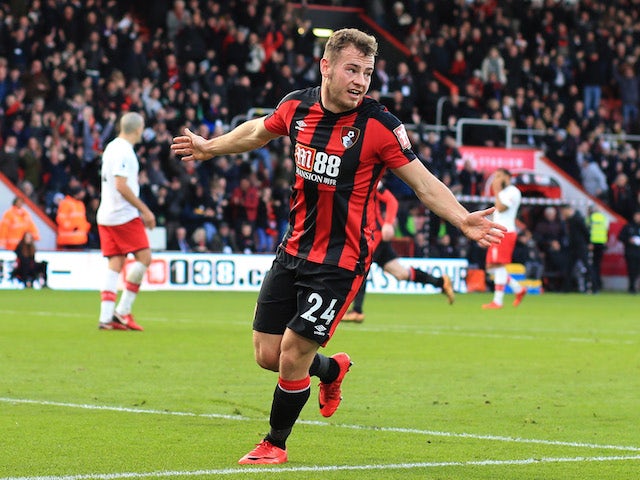 Ryan Fraser celebrates opening the scoring during the Premier League game between Bournemouth and Southampton on December 3, 2017