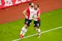 Charlie Austin celebrates with Nathan Redmond after scoring during the Premier League game between Southampton and Arsenal on December 10, 2017
