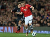 Luke Shaw and Fyodor Chalov during the Champions League match between Manchester United and CSKA Moscow on December 5, 2017