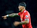 A bandaged Marcos Rojo during the Premier League game between Manchester United and Manchester City on December 10, 2017