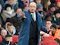 Rafael Benitez gives instructions during the Premier League game between Arsenal and Newcastle United on December 16, 2017
