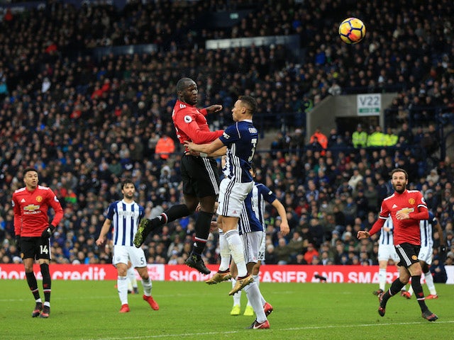 Romelu Lukaku scores the opener during the Premier League game between West Bromwich Albion and Manchester United on December 17, 2017