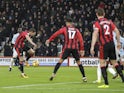 Dan Gosling equalises during the Premier League game between Bournemouth and West Ham United on December 26, 2017