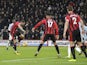 Dan Gosling equalises during the Premier League game between Bournemouth and West Ham United on December 26, 2017