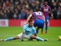 Gabriel Jesus and Andros Townsend in action during the Premier League game between Crystal Palace and Manchester City on December 31, 2017