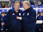Cardiff City manager Neil Warnock chats to assistant Kevin Blackwell in October 2017