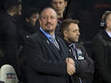 Rafael Benitez watches on during the Premier League game between Newcastle United and Manchester City on December 27, 2017