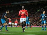 Romelu Lukaku pictured after missing a header during the Premier League game between Manchester United and Southampton on December 30, 2017