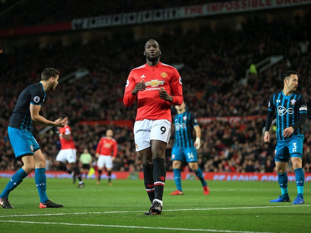 Romelu Lukaku pictured after missing a header during the Premier League game between Manchester United and Southampton on December 30, 2017