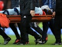 Romelu Lukaku is stretchered off during the Premier League game between Manchester United and Southampton on December 30, 2017