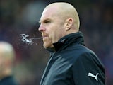 Sean Dyche lets it all out during the Premier League game between Huddersfield Town and Burnley on December 30, 2017