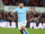 Sergio Aguero in action during the Premier League game between Newcastle United and Manchester City on December 27, 2017