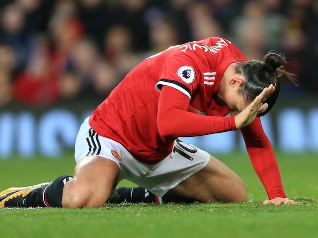 A frustrated Zlatan Ibrahimovic during the Premier League game between Manchester United and Burnley on December 26, 2017