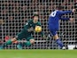 Eden Hazard scores from the spot past Petr Cech during the Premier League game between Arsenal and Chelsea on January 3, 2018