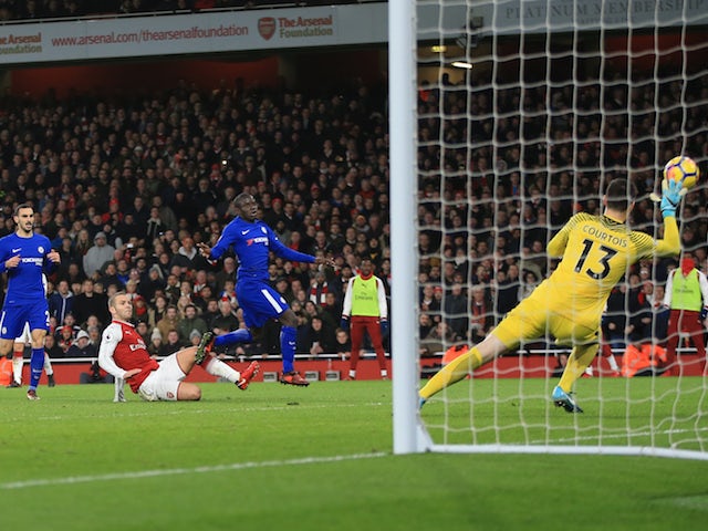 Jack Wilshere scores the opener during the Premier League game between Arsenal and Chelsea on January 3, 2018
